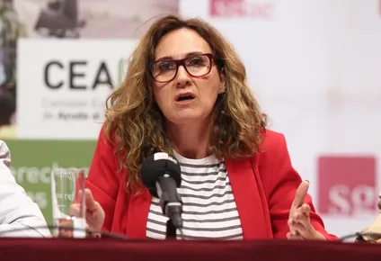 Estrella Galán, secretaria general de CEAR, en la resentación del informe anual Las personas refugiadas en España y en Europa en 2017