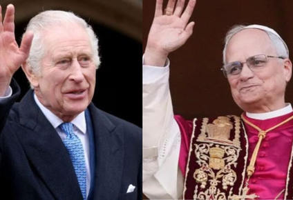El rey Carlos III y el Papa León XIV.