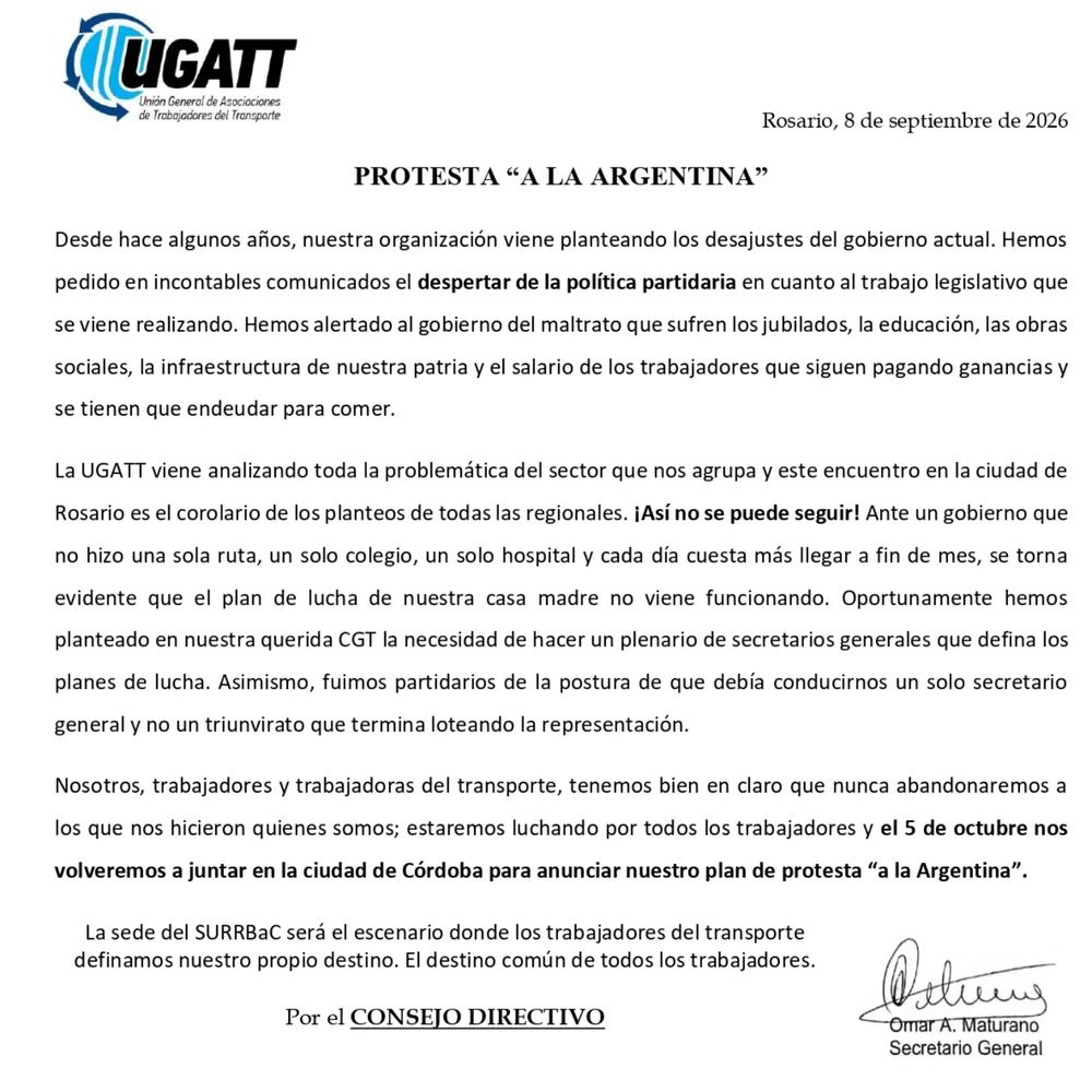 Comunicado UGATT