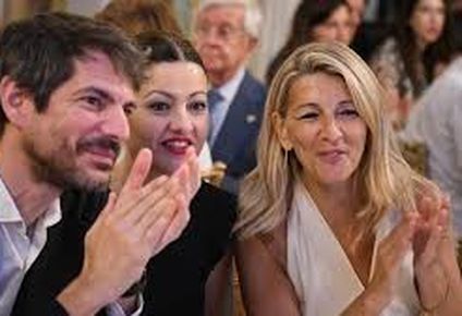 Ernest Urtasun, Sira Rego y Yolanda Díaz, de Sumar