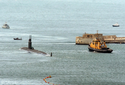 Un submarino nuclear de Estados Unidos de Los Ángeles en Gibraltar