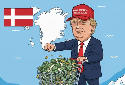 Donald Trump, presidente de Estados Unidos, y la bandera de Dinamarca.
