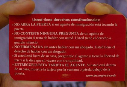 La tarjeta roja recoge una serie de derechos constitucionales.
