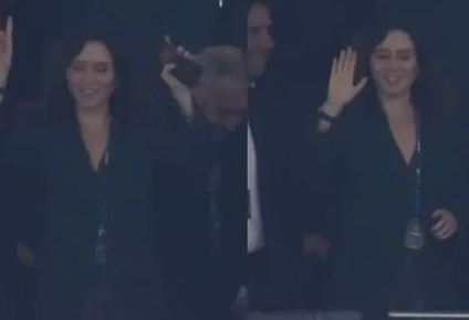 Isabel Díaz Ayuso festeja bailando la conquista de la 15&nbsp; Champions League del Real Madrid en Wembley