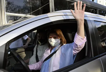 Patricia Bullrich durante una protesta contra el gobierno argentino