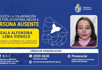 policia de tacuarembo pide ayuda para encontrar a una joven de 14 anos que desaparecio la semana pasada