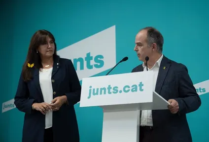 El secretario general de Junts, Jordi Turull y la presidenta de Junts, Laura Borràs.