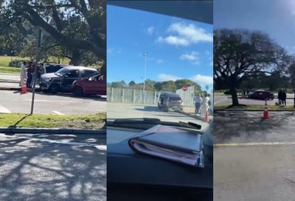 Accidente en pista de manejo