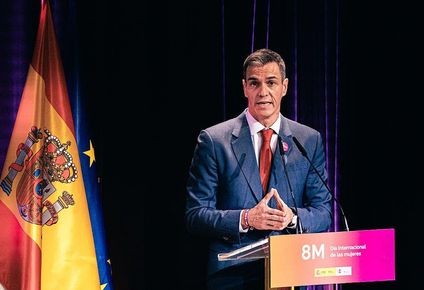 El presidente del gobierno de España, Pedro Sánchez, durante una intervención este miércoles en Madrid.