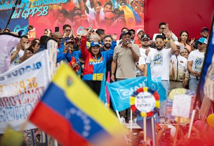 El presidente de la Asamblea Nacional de Venezuela, Jorge Rodríguez, en el cierre de campaña de las municipales