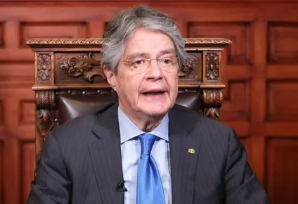 Guillermo Lasso durante el discurso anunciando el estado de emergencia.