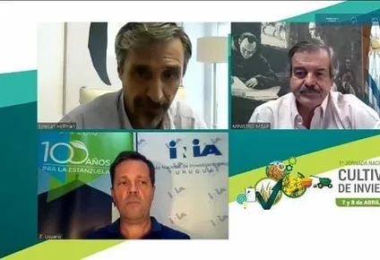 Esteban Hoffman (Fagro), Carlos María Uriarte (MGAP) y Daniel Vázquez (INIA).