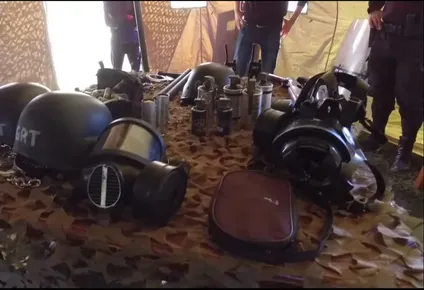 Carpa del Grupo de Respuesta Táctica (GRT) de Maldonado donde se expusieron armas a niños en una fiesta del día del niño