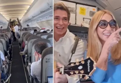 Carlos Baute y Marta Sánchez cantaron en un vuelo para tranquilizar al resto de los pasajeros