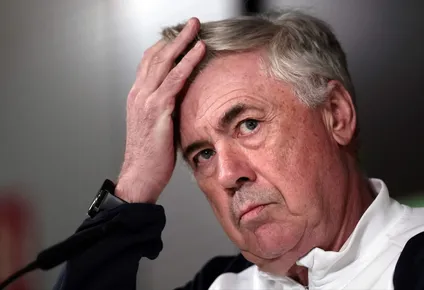 Ancelotti en rueda de prensa.