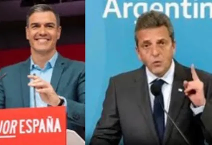 Pedro Sánchez y Sergio Massa, de una misma generación política.