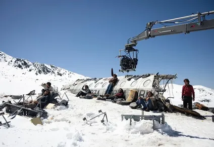 Filmación de “La sociedad de la nieve”.
