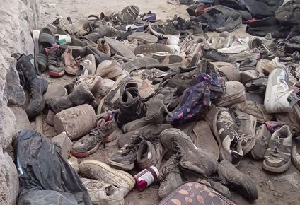 En el Rancho Izaguirre fueron encontrados cientos de zapatos.