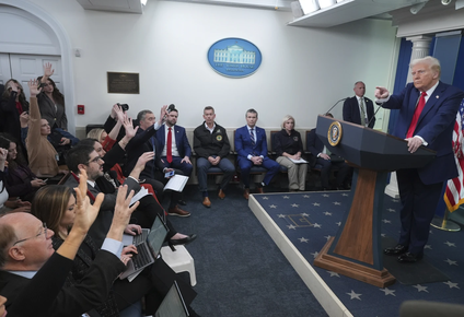 Trump en una conferencia de prensa en la Casa Blanca