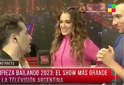 Cami Homs con Angel de Brito en la previa del Bailando