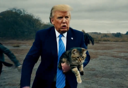 Imagen generada con IA en la que se ve a Trump rescatando a un gato